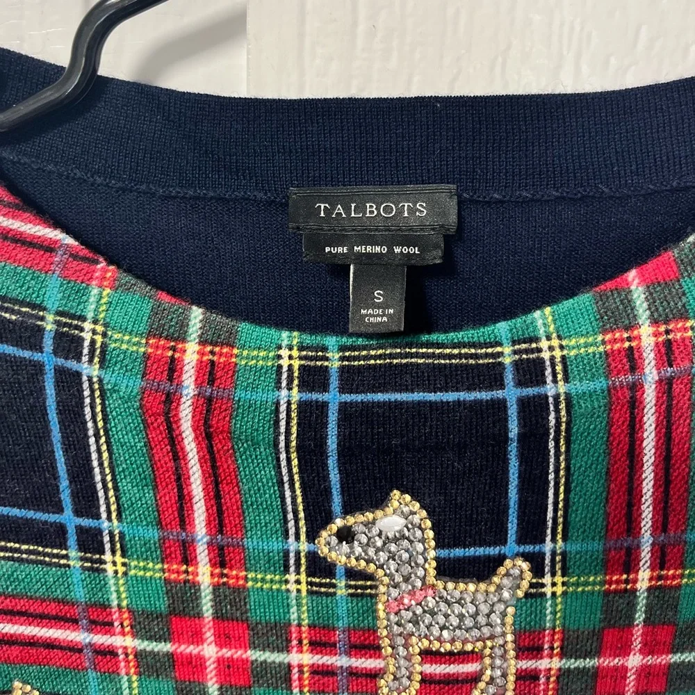 Talbots Merino Wool Plaid Crewneck Dog Sweater size small - Picture 4 of 8